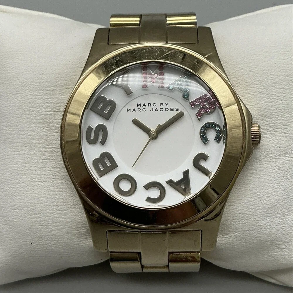 Marc By Marc Jacobs Womens Watch 41mm Gold Tone MBM3137 New Battery 5.5